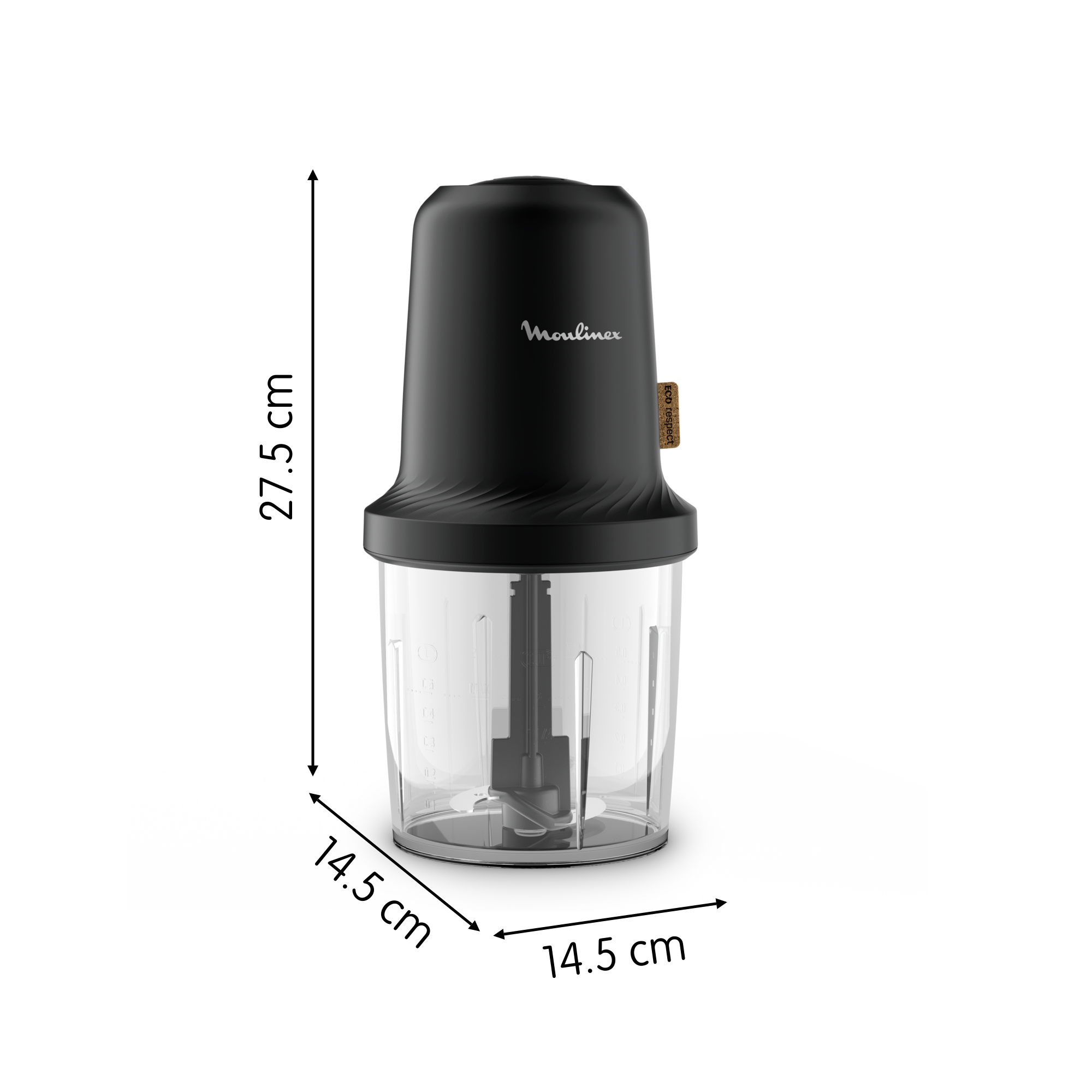 Hachoir Eco respect, Mini hachoir, Eco design, Fonction 3 en 1, Capacité 500 ml, 500 W, Gris