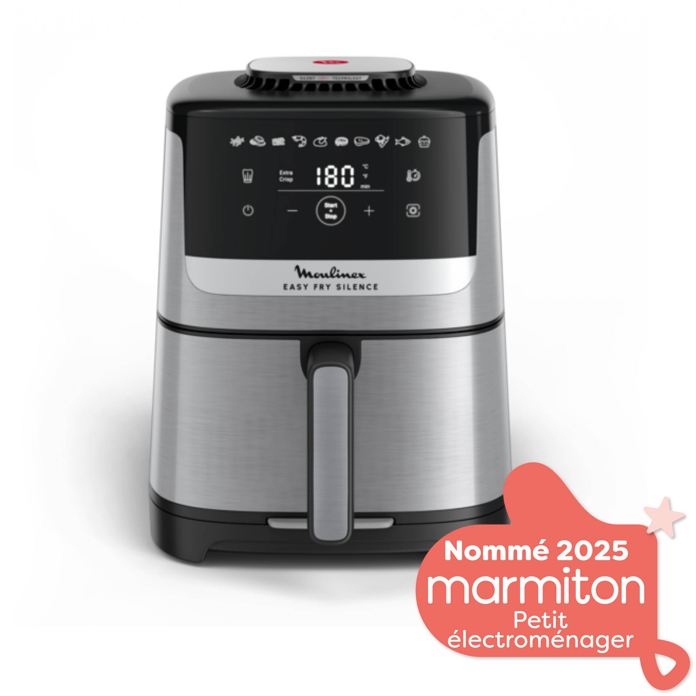 Easy Fry Silence, air fryer, 5 L, Technologie Silence, Système Easy Clean & Store, Inox