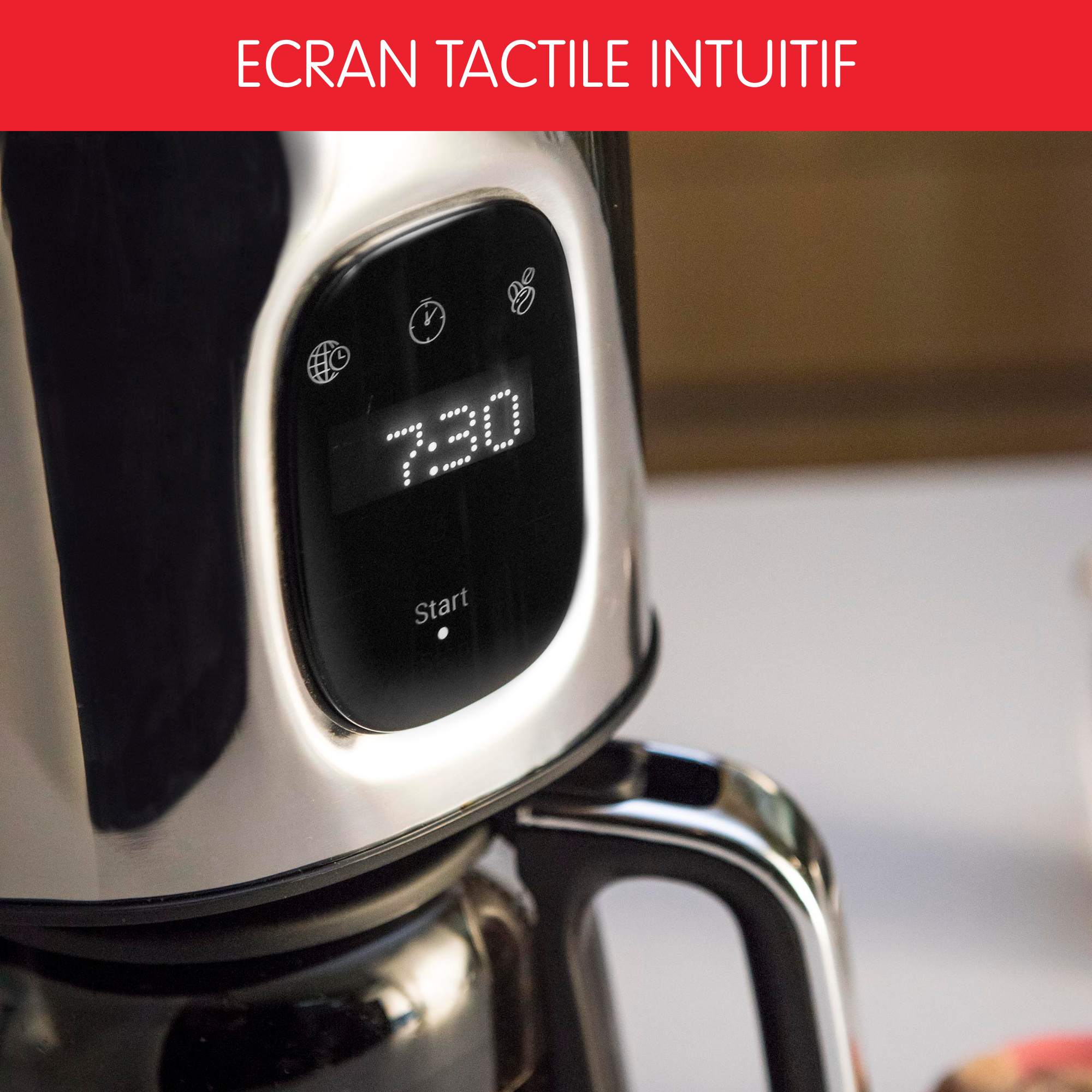 Cafetière filtre programmable Inox Moulinex Majestuo écran tactile