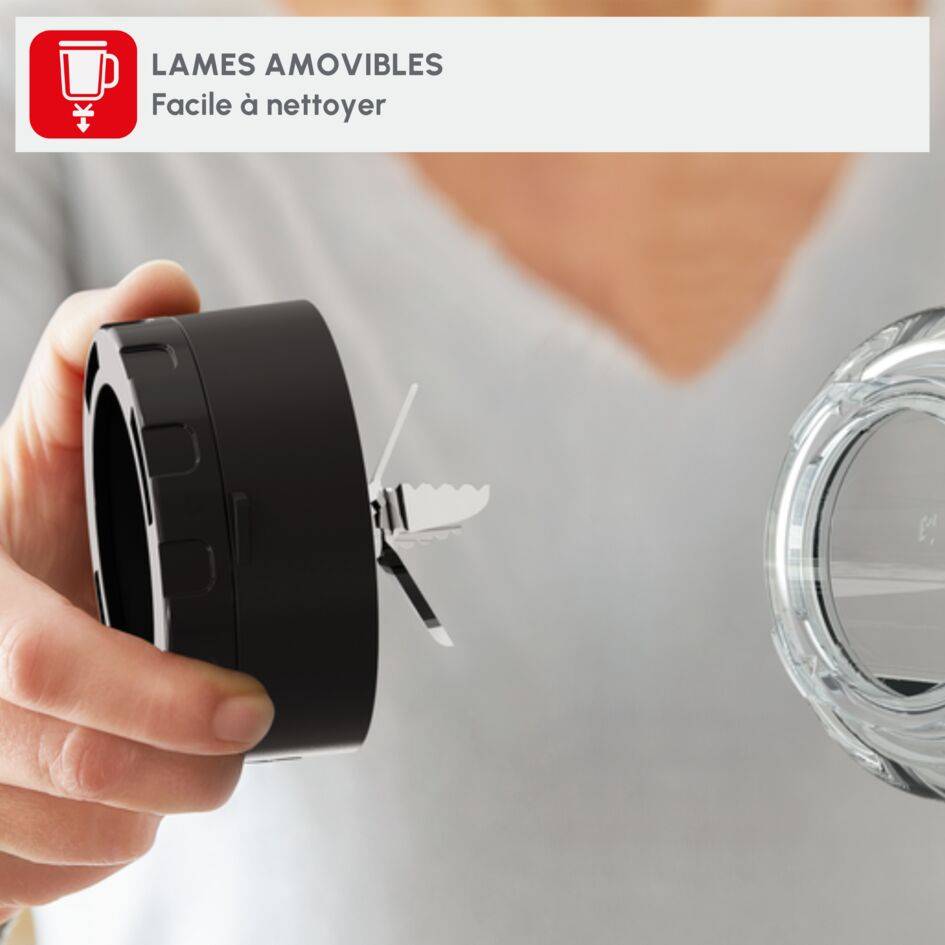 Perfectmix+, Blender, Bol verre 2L, 1200W, 3 programmes, 6 lames Powelix 