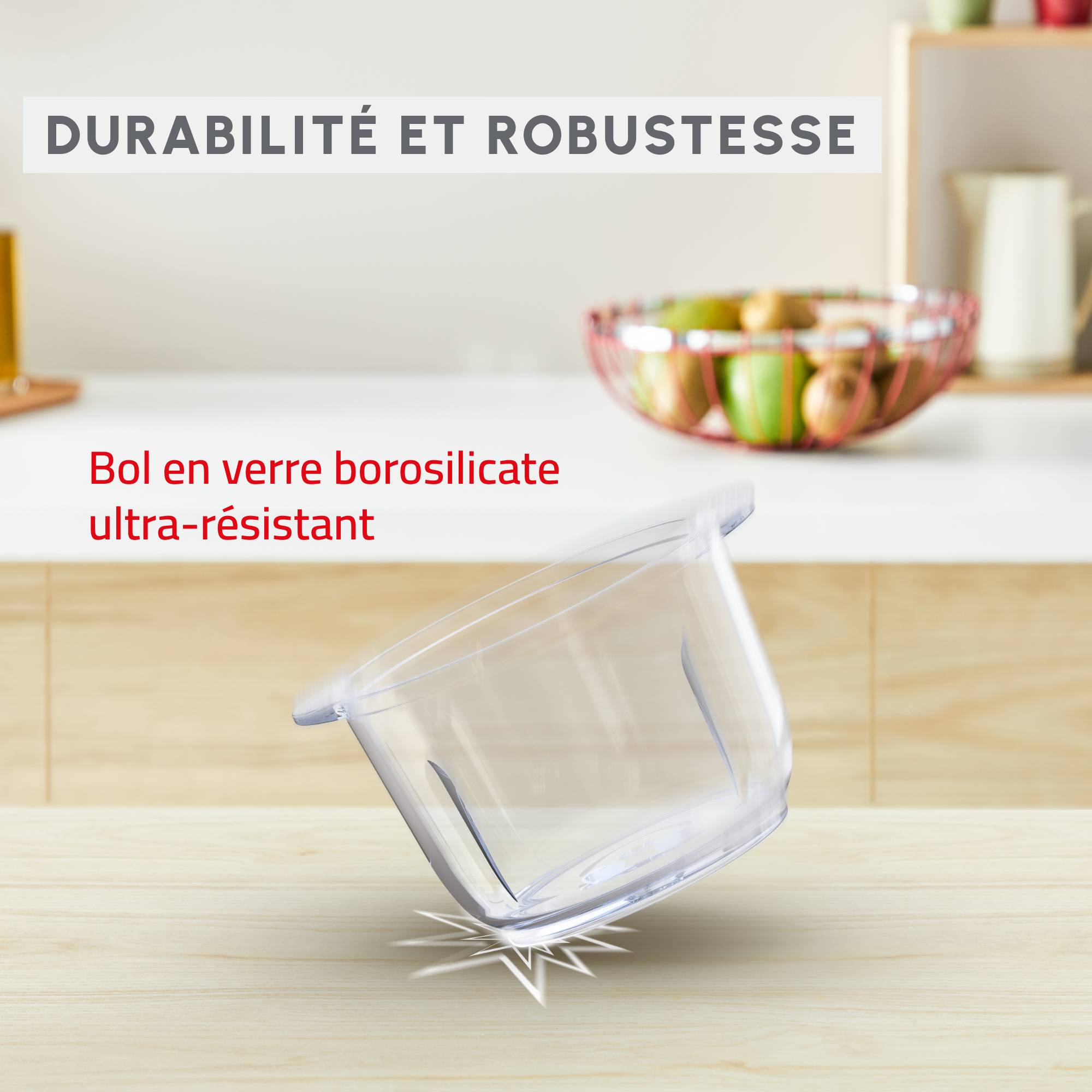 Choppeo, Hachoir avec bol en verre, Capacité de 1 L, Verre borosilicate