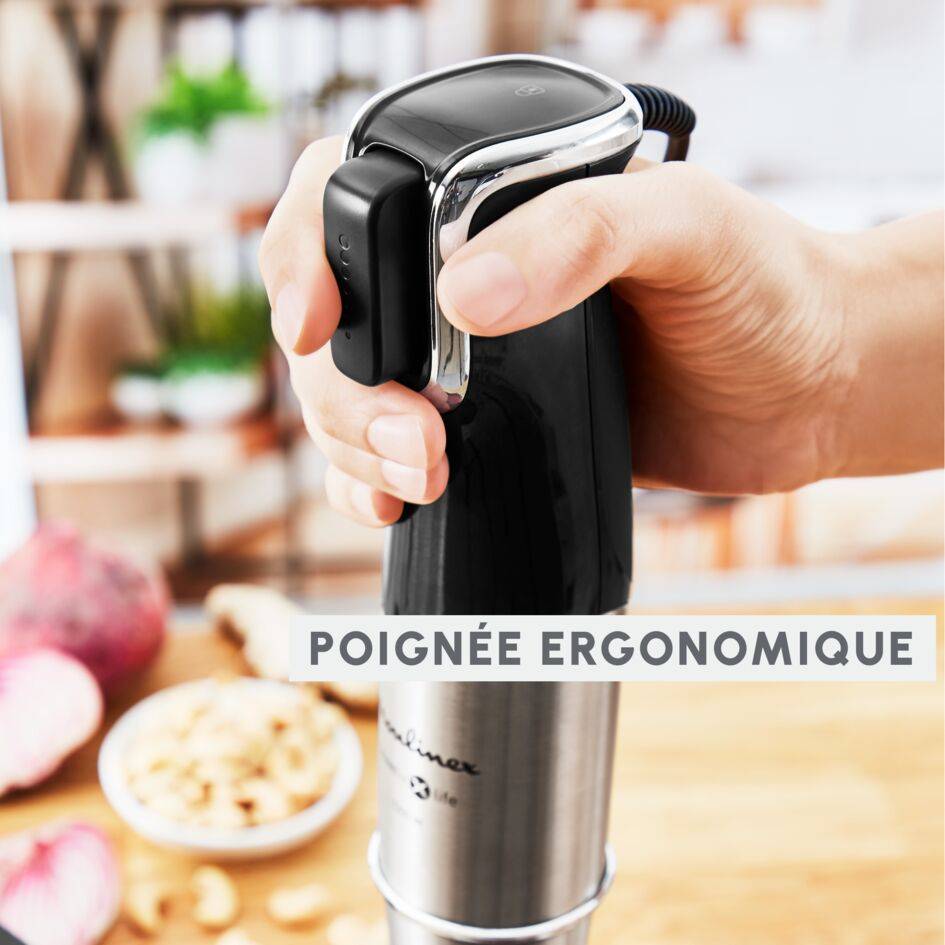 Infinyforce pro, Pied mixeur, lames powelix life, Variateur de vitesses, 3 accessoires, 1200 W, Noir et métal