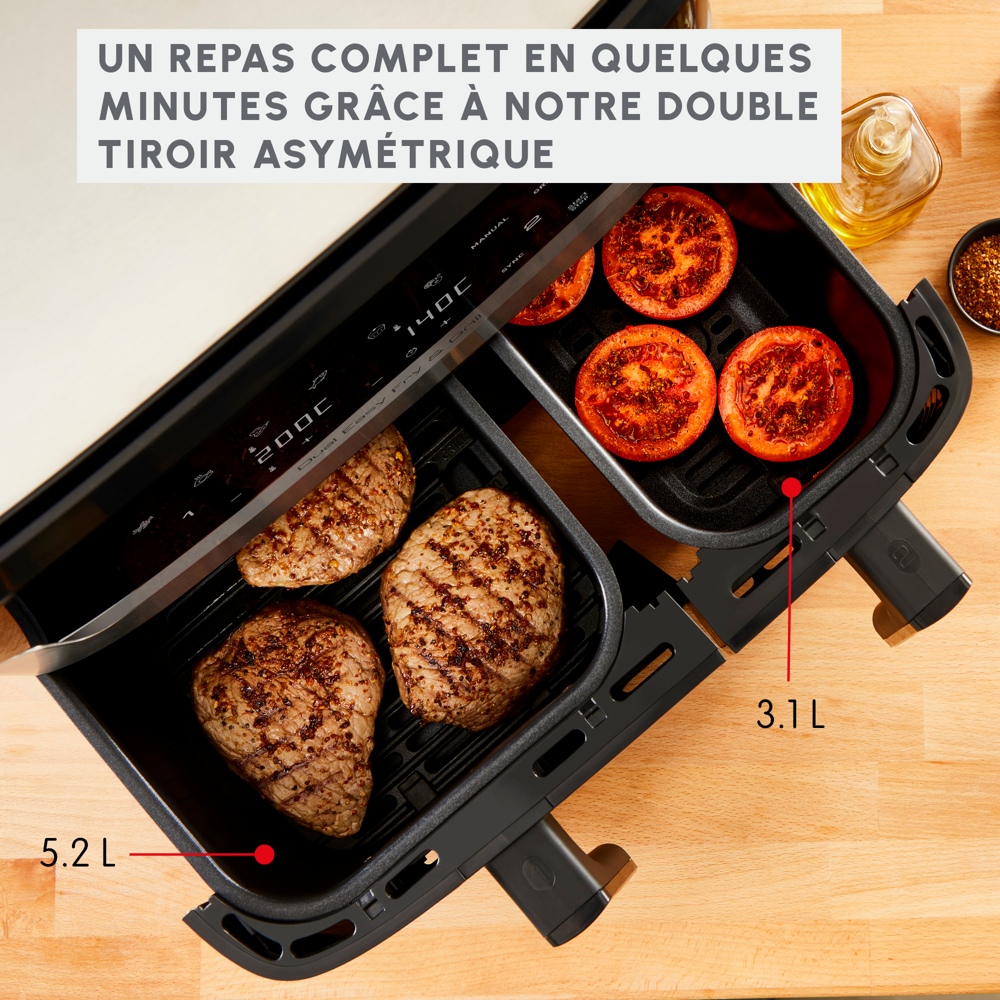 RECONDITIONNE Dual Easy Fry & Grill, 8.3L, Air fryer, Inox
