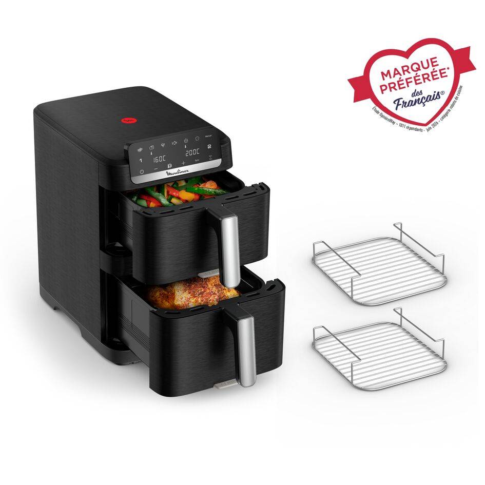 Easy Fry Crispy Stack 10L, Dual air fryer, Compact, Façades amovibles