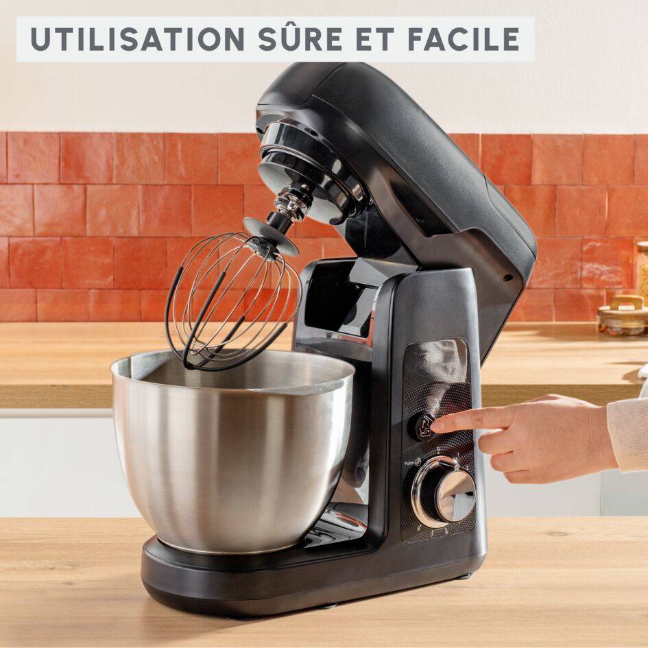Bake Partner, Robot pâtissier, Bol de 4,6 L, Kit pâtisserie, Blender de 1,25 L, Découpe légumes, Broyeur et Hachoir, 1100 W