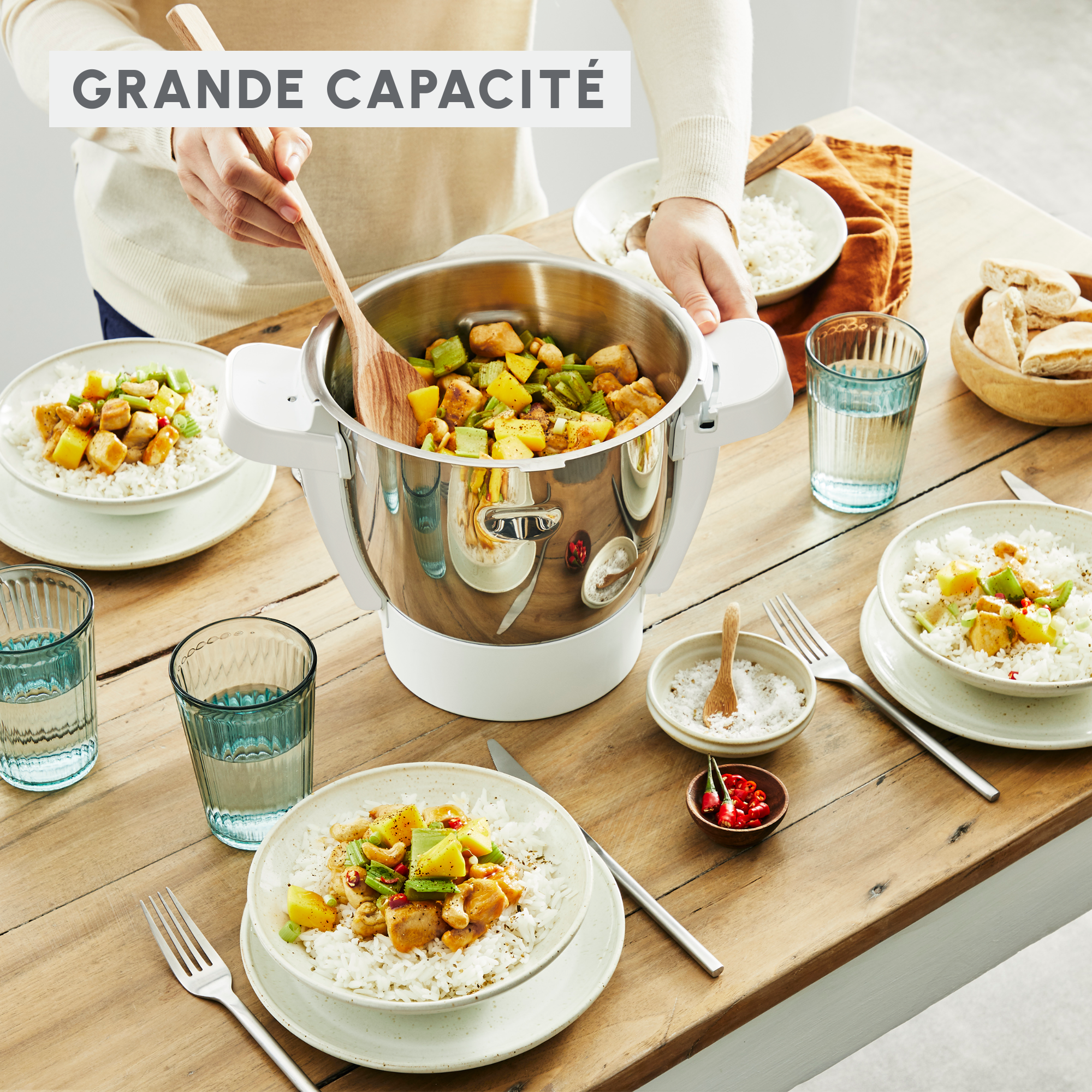 RECONDITIONNÉ I-Companion XL, Robot cuiseur, 14 modes de fonctionnement, jusqu'à 10 personnes, 1550W, Rose et blanc, + Kit pâtisserie