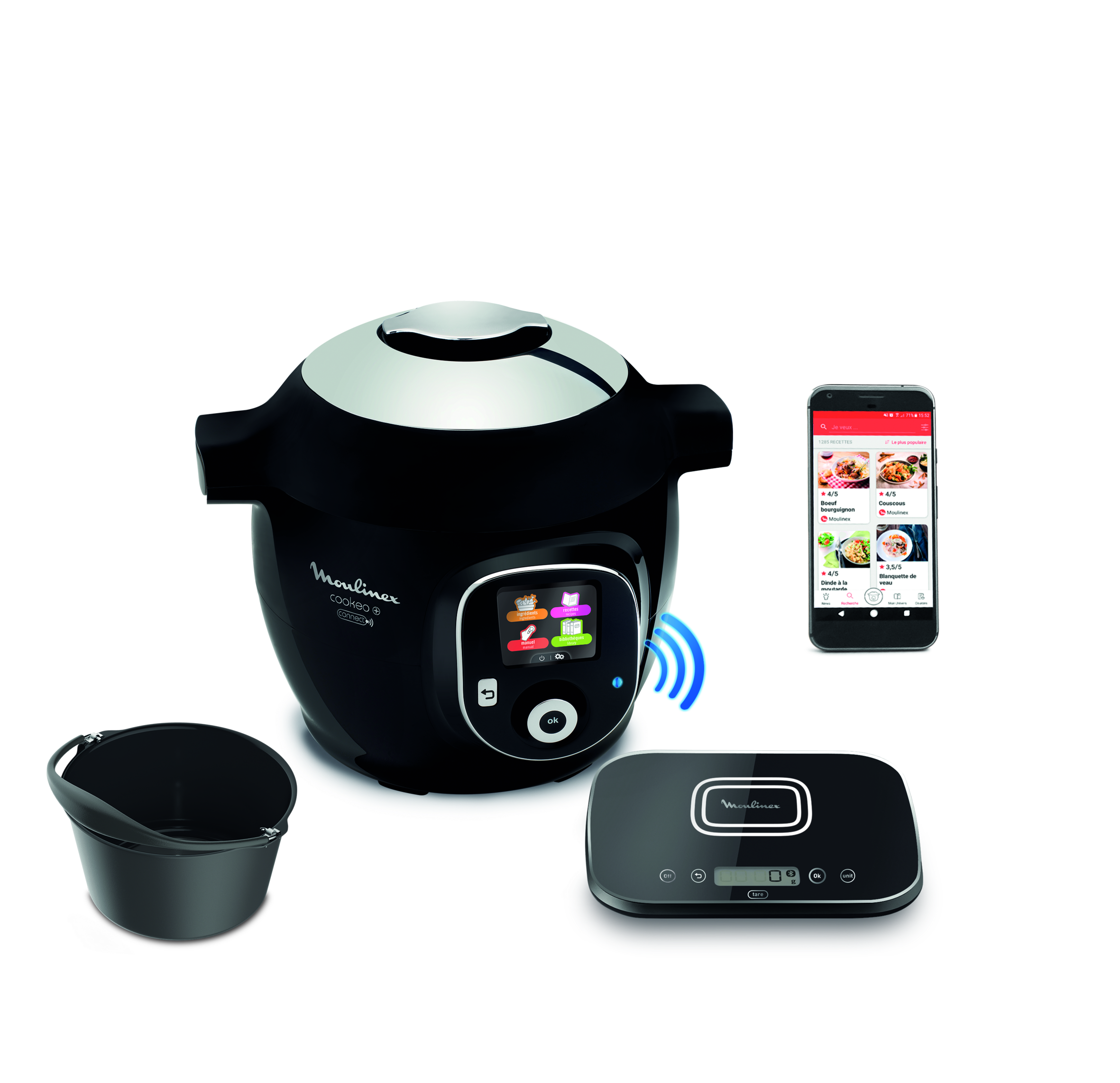 Cookeo + Connect, Multicuiseur connecté, 6L (2/6 pers.), balance de cuisine