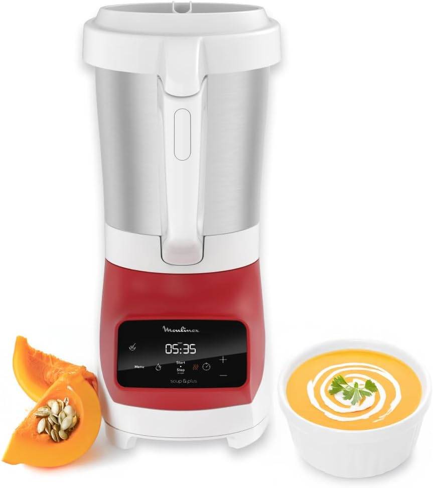 Soup&plus, Blender chauffant, 3 programmes automatiques, 1100W, Rouge