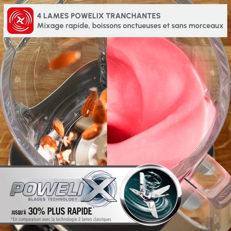 Pulséo, Mini blender, bol en verre, gourde à emporter, 400 W