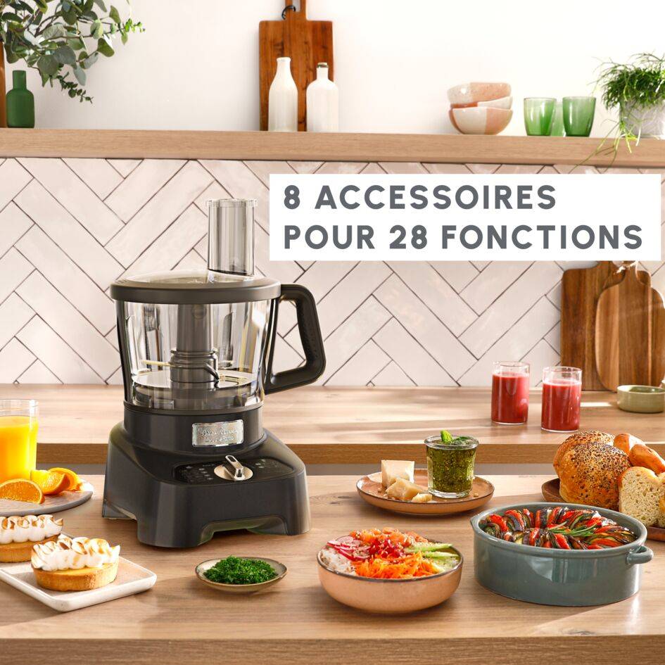 Double Force, Robot multifonction, 1000 W, 28 fonctions, 8 accessoires, Noir