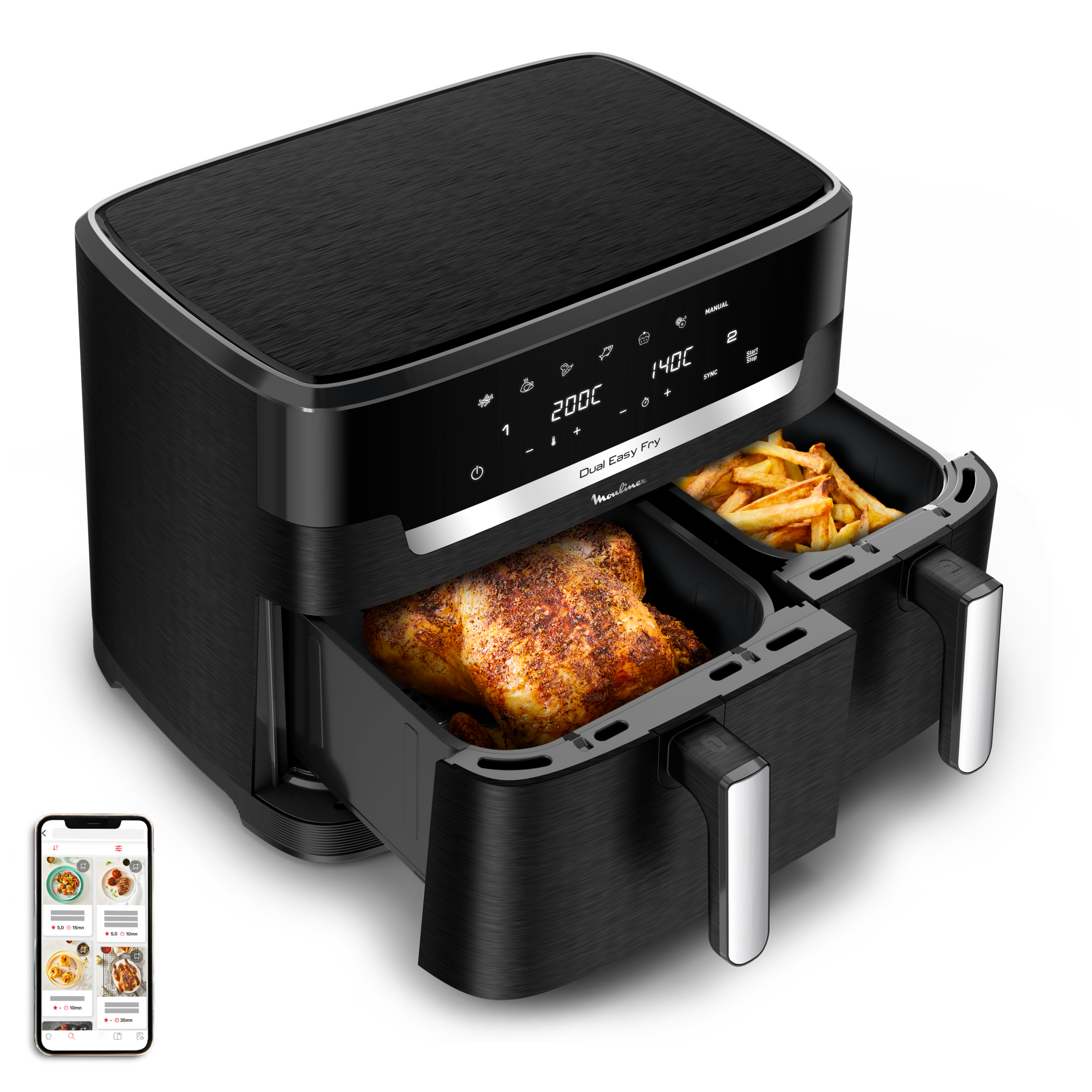 Easy Fry Dual XXL, 11L, Air fryer, Noir