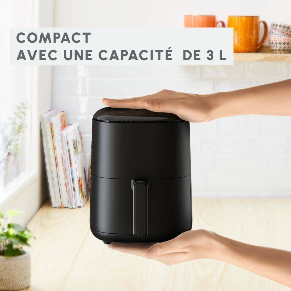 Easy Fry Compact, Air Fryer, 3 L (4 pers.), Panneau digital, 10 programmes, Noir