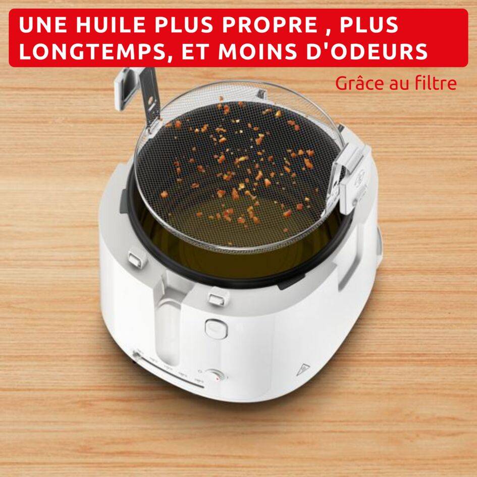 Filtra Vision, Friteuse, Fenêtre de visualisation très large pour garder un oeil sur la cuisson, Capacité 1,2 kg, Huile 2,1L