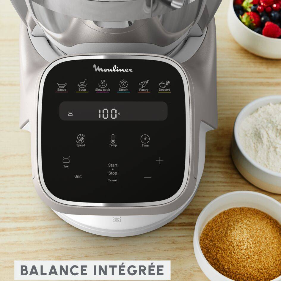 Companion Pro,  Robot Cuiseur, 15 fonctions, Pesage intégré, Capacité XL 10 personnes, Gris, Fabriqué en France + Cuiseur vapeur