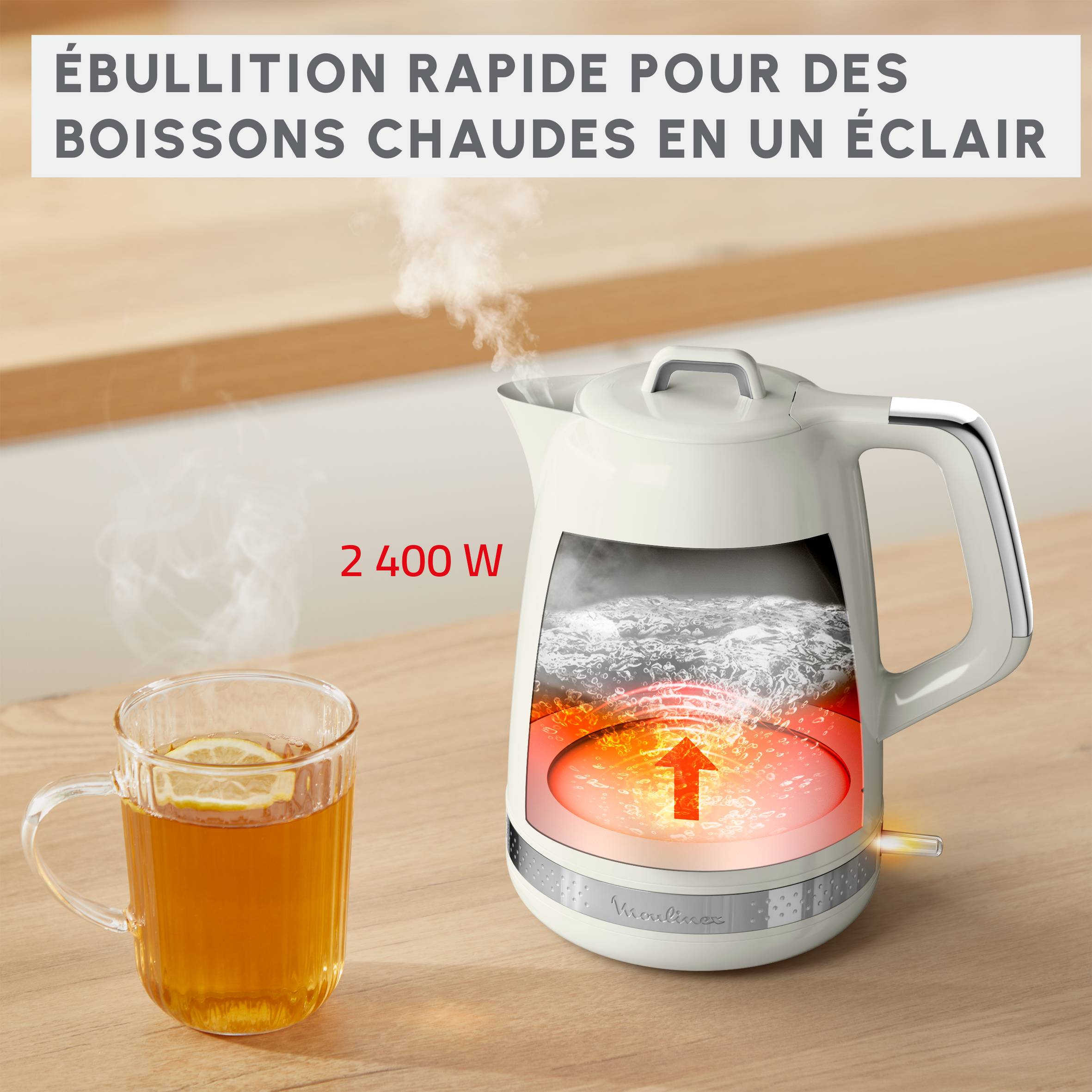 Bouilloire électrique Soleil, 1,7 L, Contrôle de la température, 2 400 W