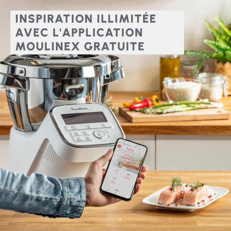 I-Companion, Robot cuiseur, 14 fonctions, Connecté, Capacité XL 10 personnes, Blanc, Fabriqué en France