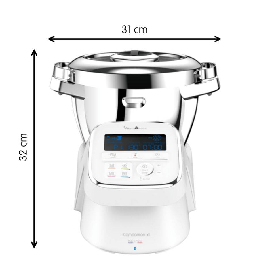 I-Companion, Robot cuiseur, 14 fonctions, Connecté, Capacité XL 10 personnes, Blanc, Fabriqué en France