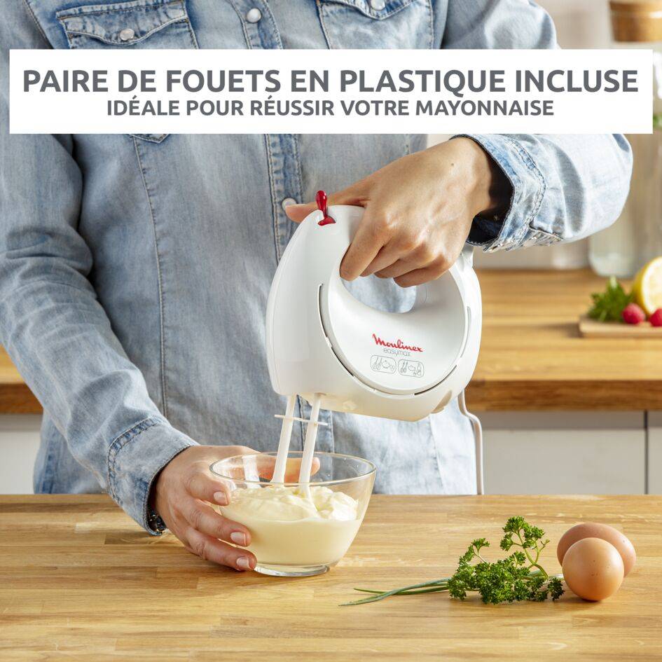 Easymax, Batteur électrique, 2 vitesses, 2 jeux de fouets, 200 W, blanc
