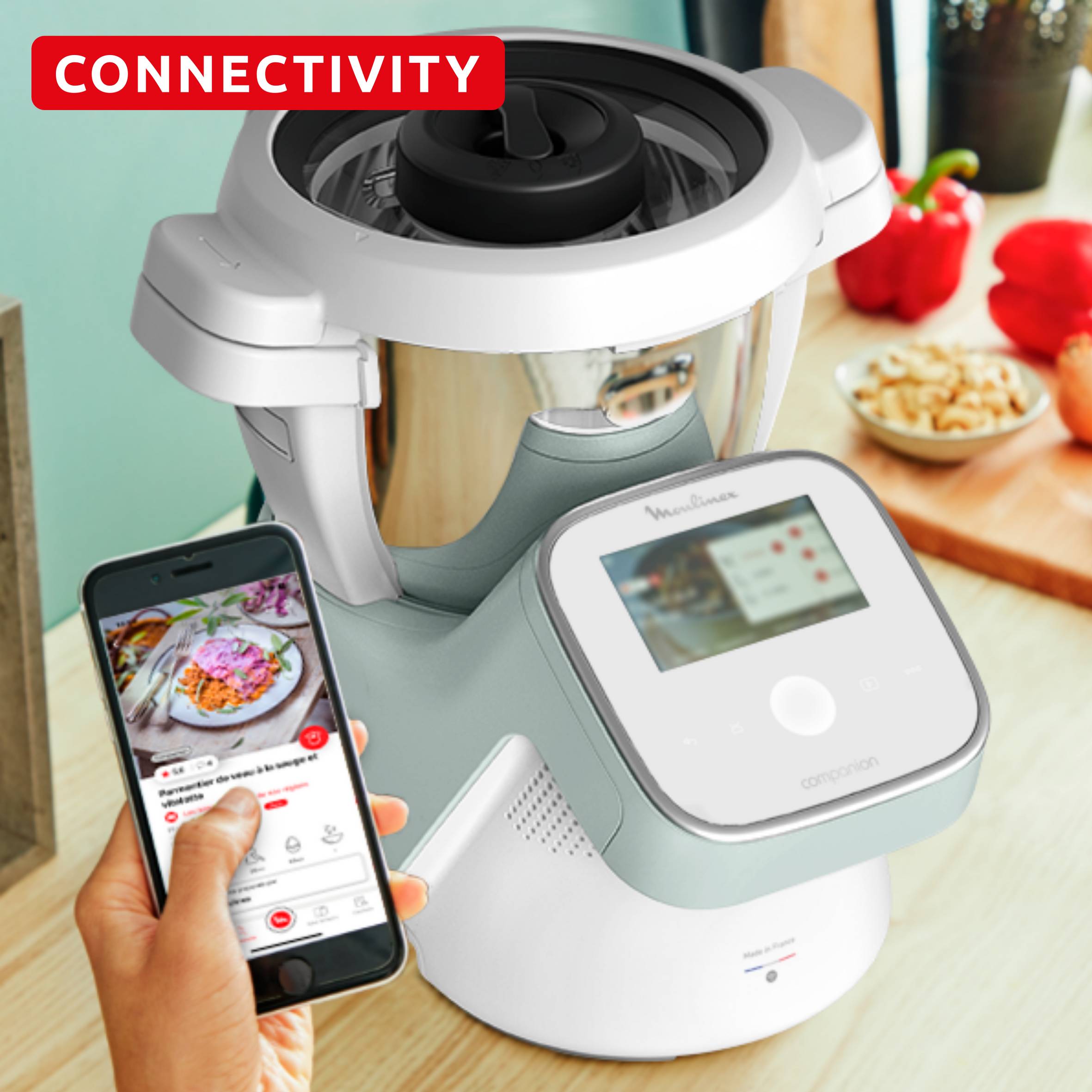 I-Companion Touch, Robot cuiseur, 17 fonctions, Connecté, Recettes sur l’écran, Capacité XL 10 personnes, Eucalyptus, Fabriqué en France