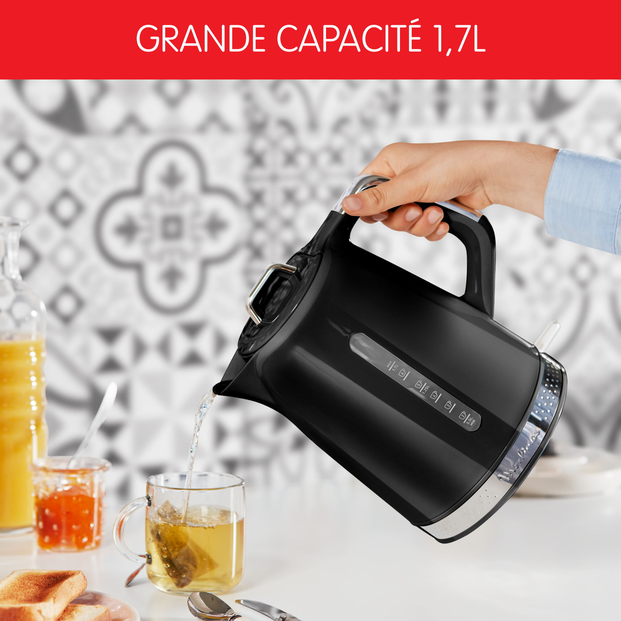 Bouilloire électrique Soleil noire 1,7L  vintage