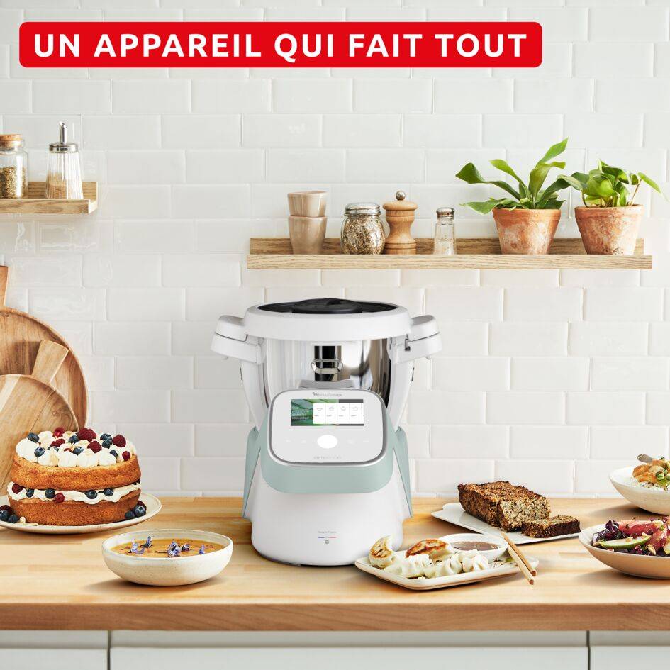 I-Companion Touch, Robot cuiseur, 17 fonctions, Connecté, Recettes sur l’écran, Capacité XL 10 personnes, Eucalyptus, Fabriqué en France