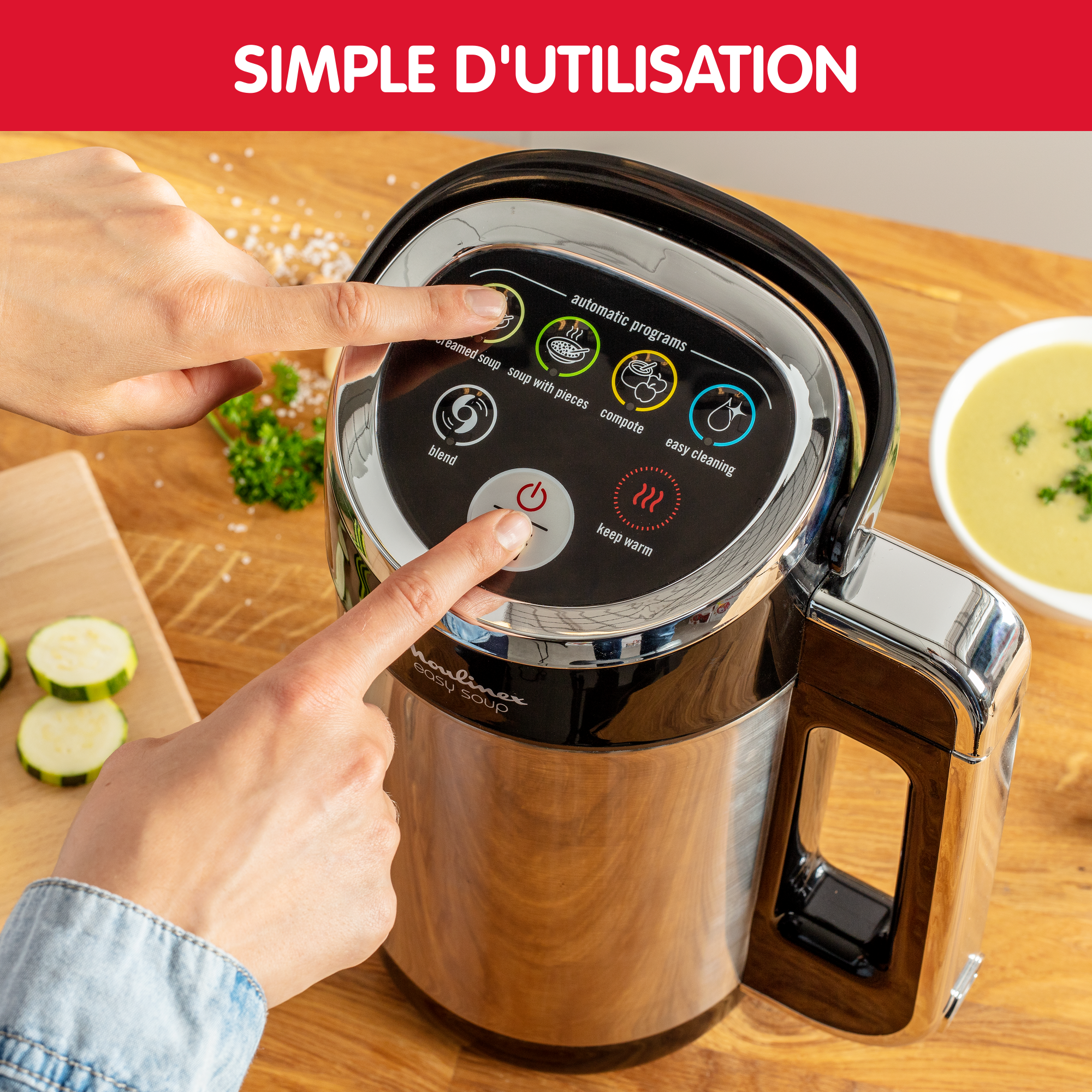 Easy soup, Blender chauffant, 5 programmes, 1,2 L, Blanc