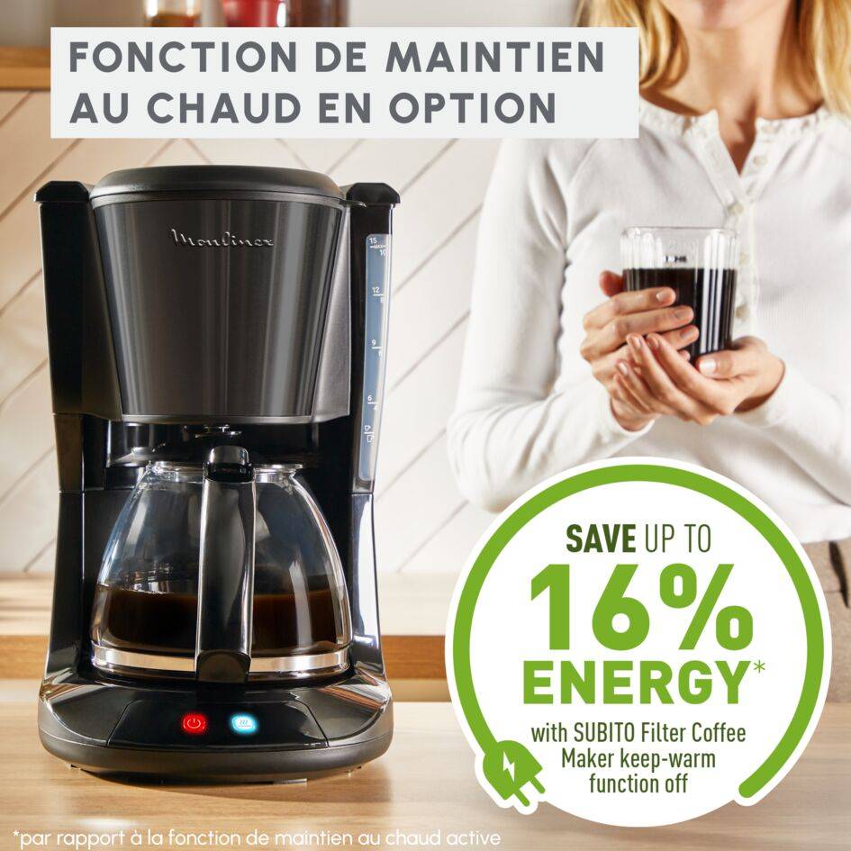 Cafetière filtre Subito Moulinex finition inox noir