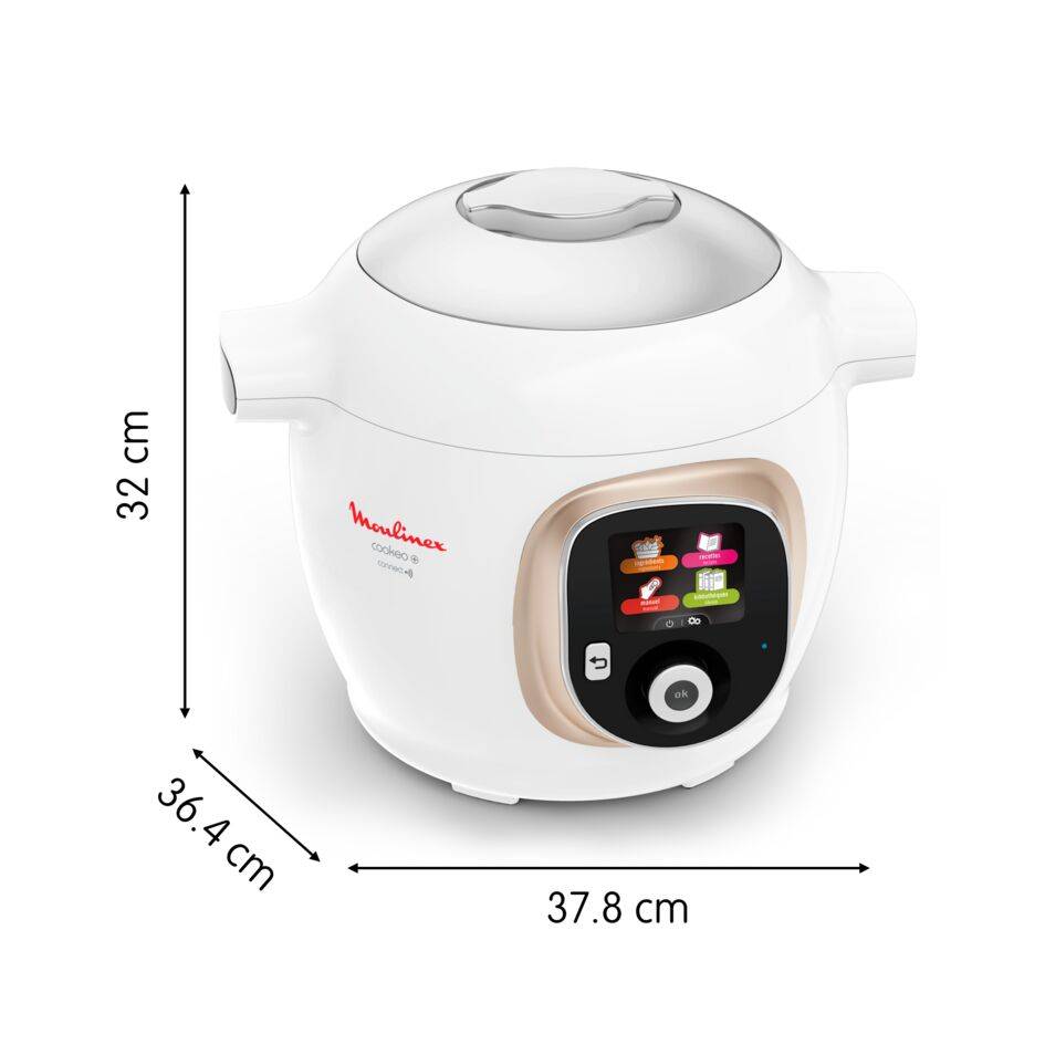 Cookeo+ Connect 200 recettes Blanc, avec louche incluse