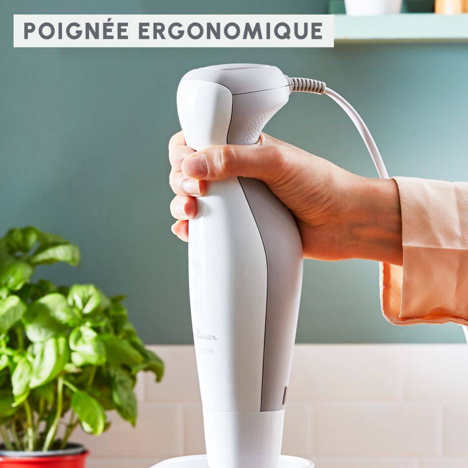 Robot Marie, Pied mixeur, 2 lames ZELKROM, 4 accessoires, 450 W, Blanc