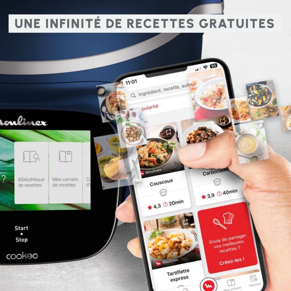 RECONDITIONNÉ Cookeo Touch Pro, Multicuiseur intelligent, Balance intégrée, Cuisson rapide