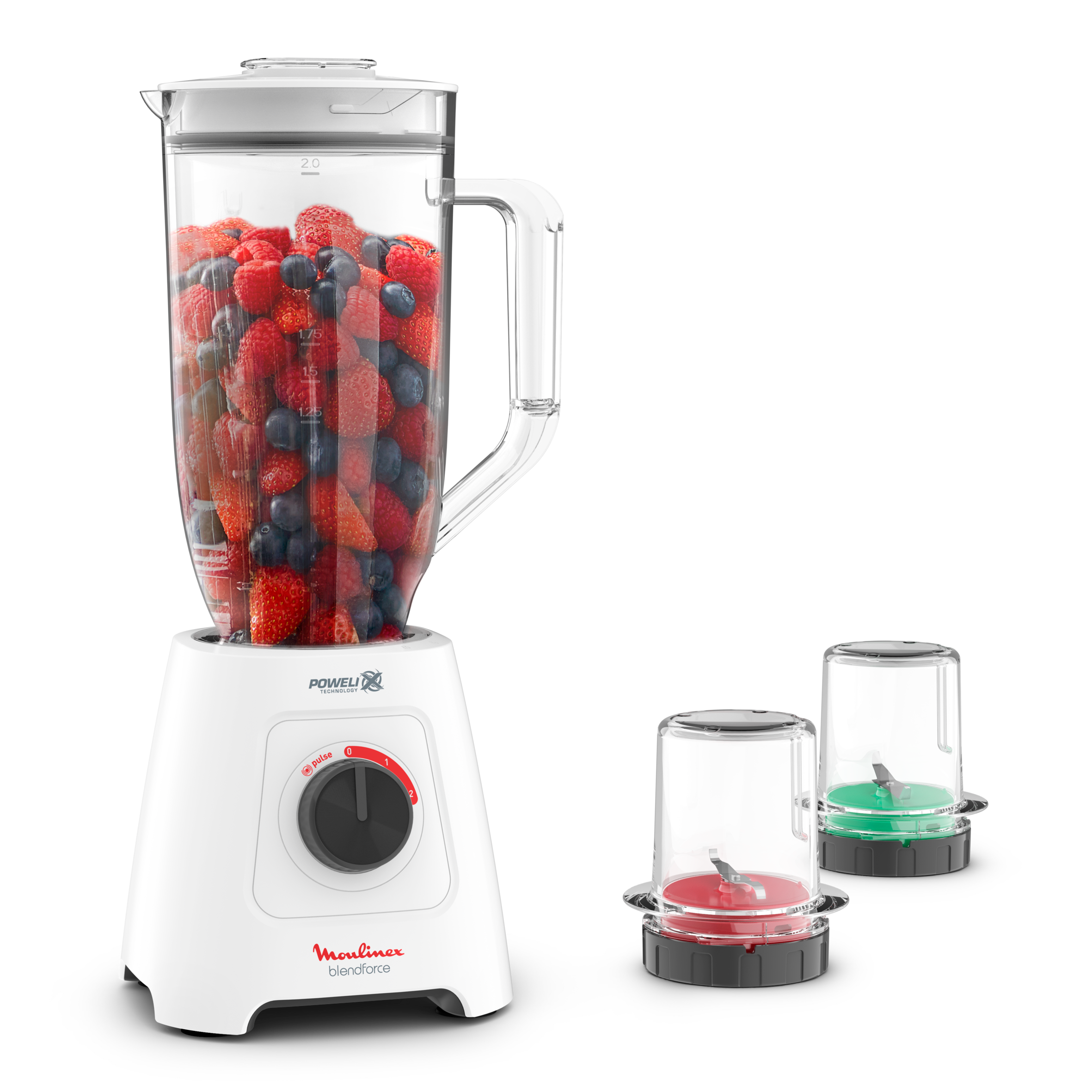 BLENDFORCE XXL, blender classique, grande capacité de 2,8 L, 600 W, Blanc + Broyeur + Hachoir
