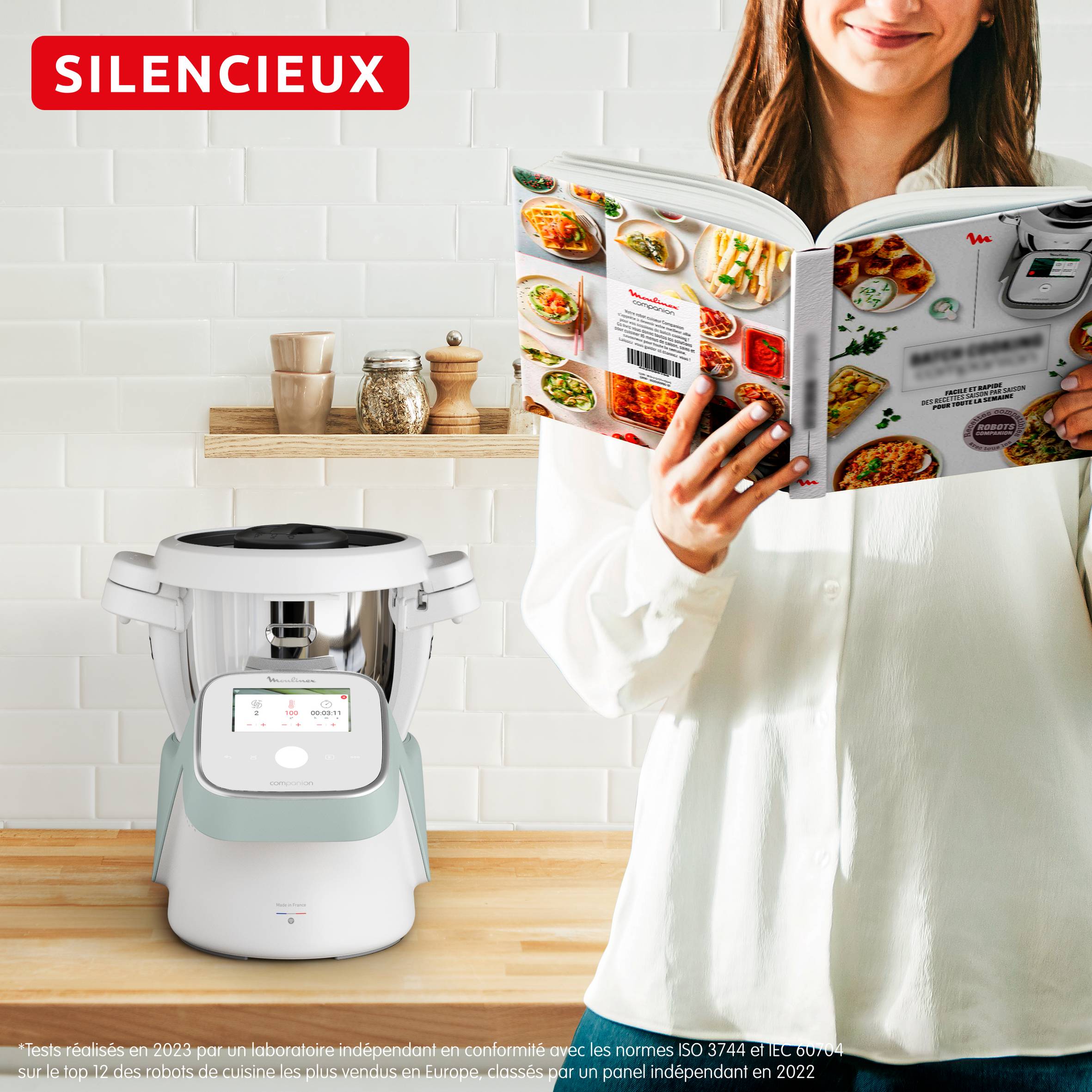 I-Companion Touch, Robot cuiseur, 17 fonctions, Connecté, Recettes sur l’écran, Capacité XL 10 personnes, Eucalyptus, Fabriqué en France