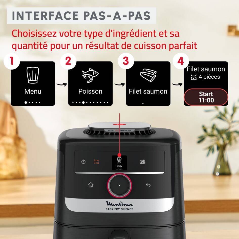 Easy Fry Smart & Silence, 5L, Air fryer, Noir