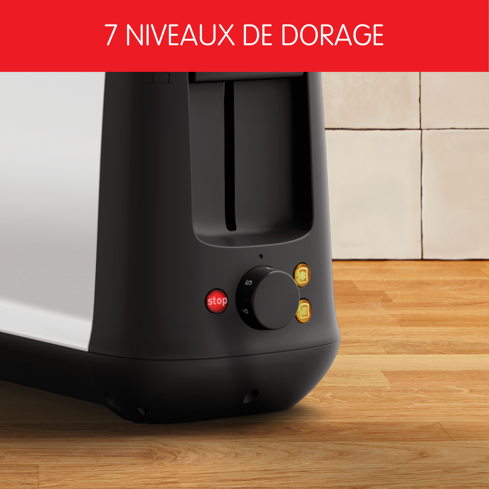 Grille pain Subito Inox, 1 longue fente longue 25 cm, 7 niveaux de dorage