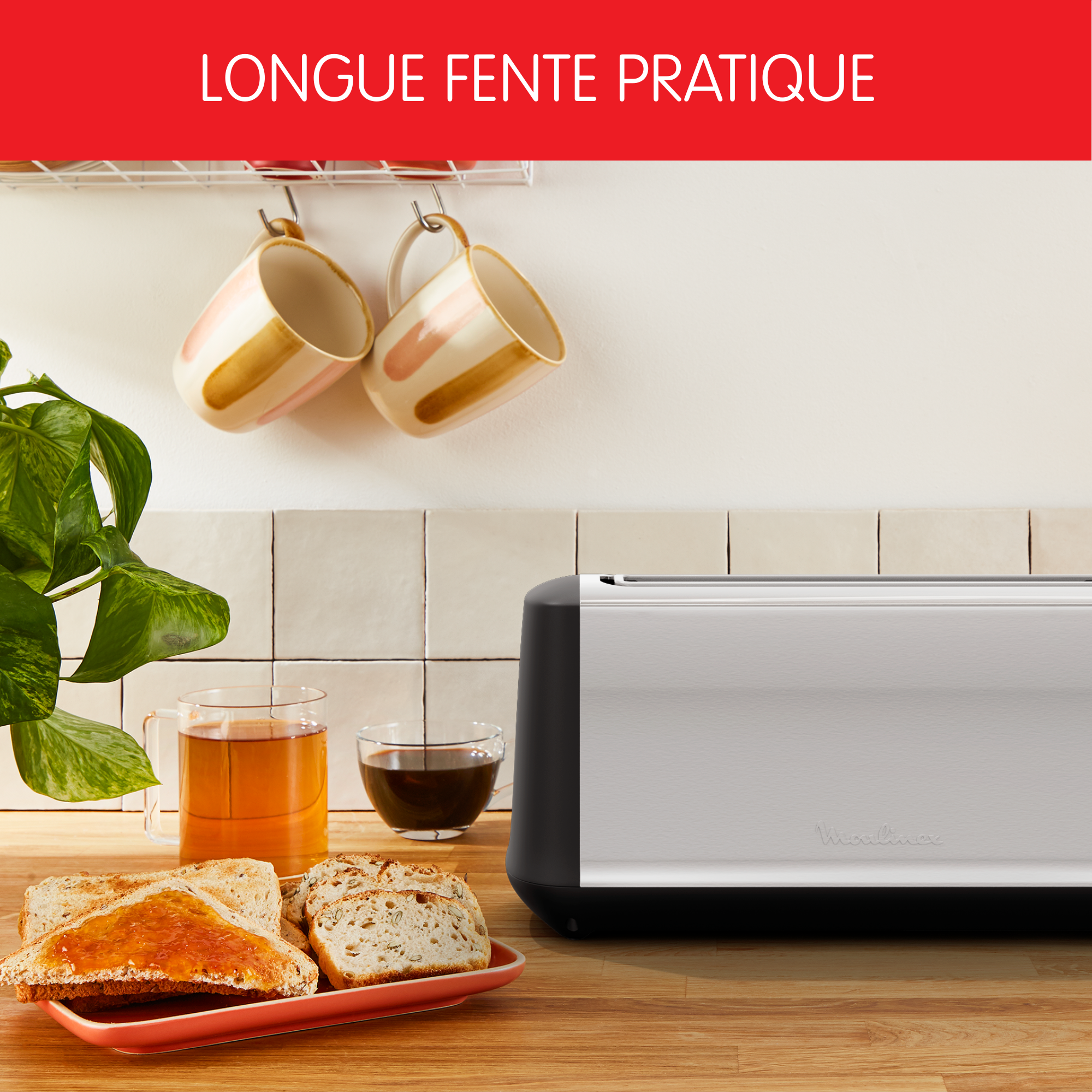 Grille pain Subito Inox, 1 longue fente longue 25 cm, 7 niveaux de dorage