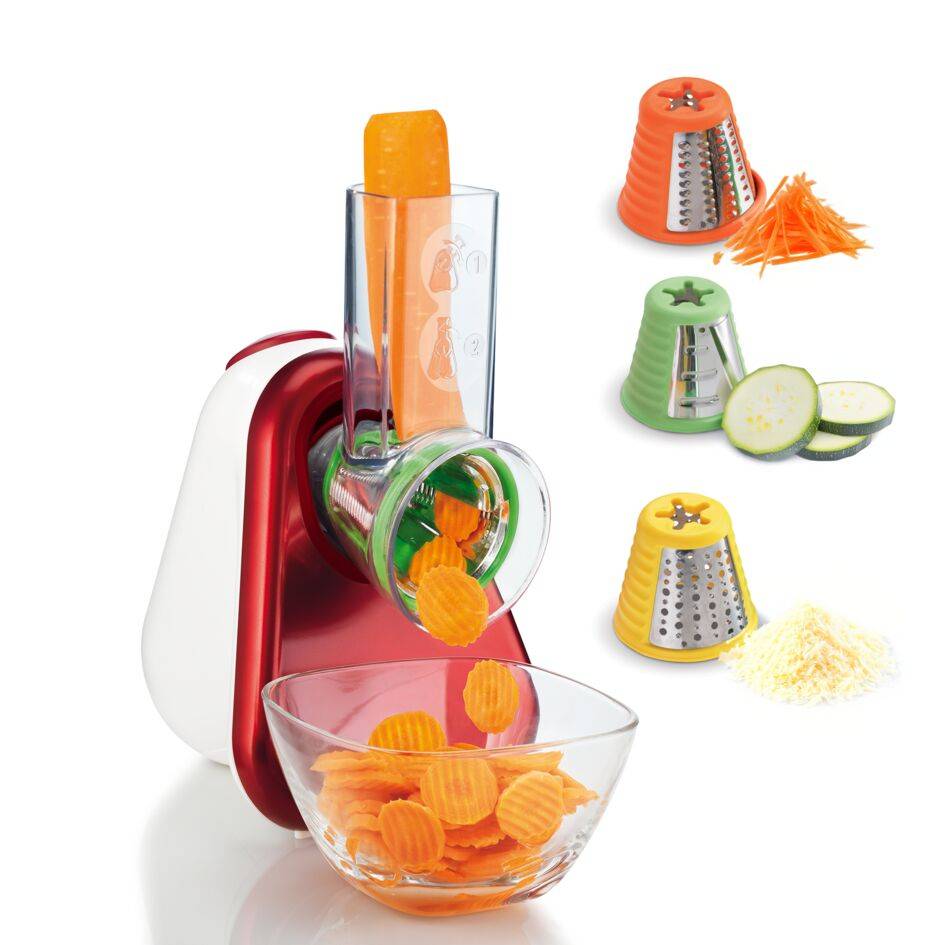 Fresh express 3-en-1, Découpe-légume, 3 cônes, blanc et rouge