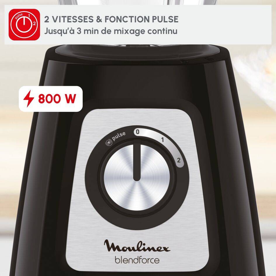 Blendforce, Blender classique, Bol en verre de 1,75 L, 800W, Noir