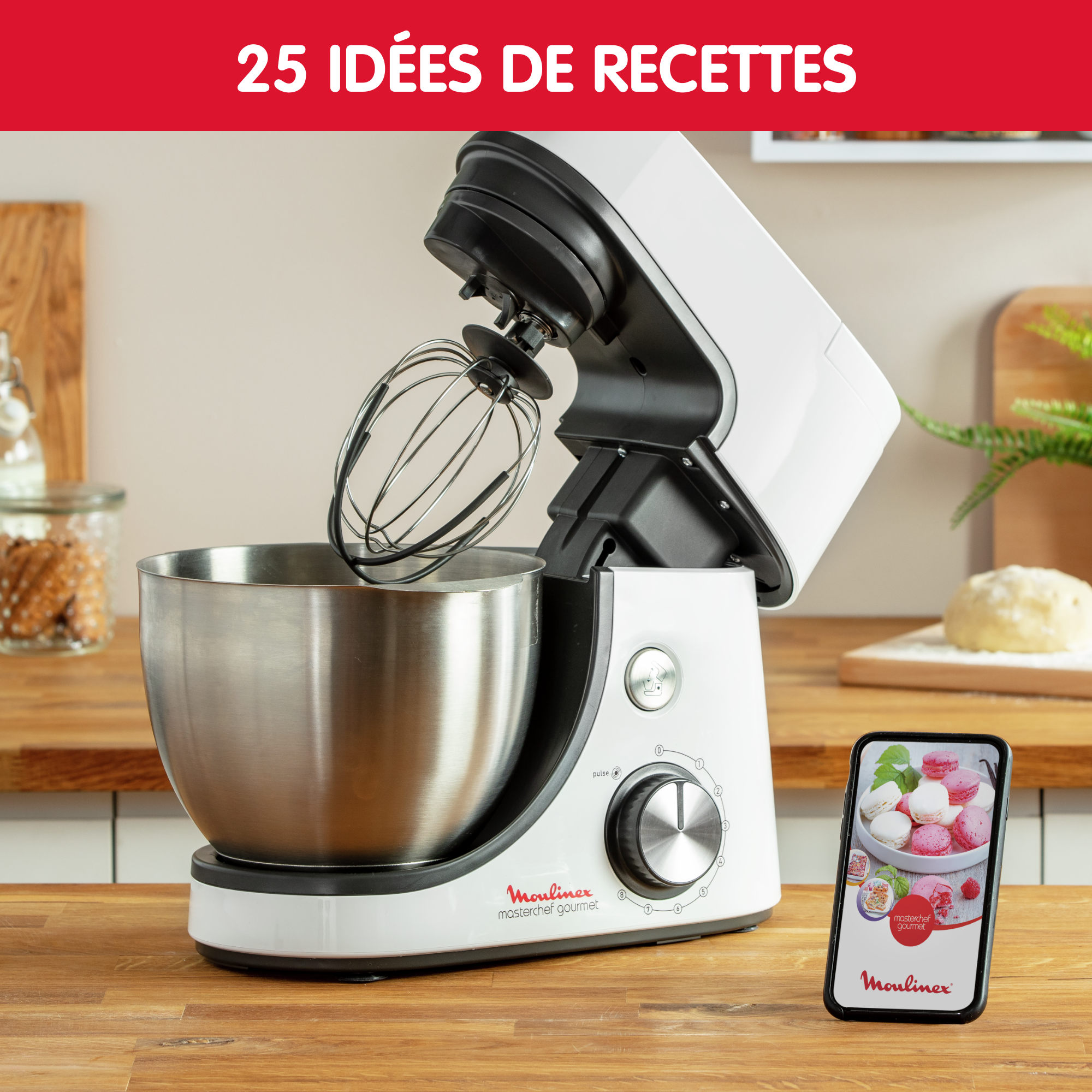 Masterchef Gourmet+, Robot pâtissier, Bol de 4,6 L, Kit pâtisserie, 1110W