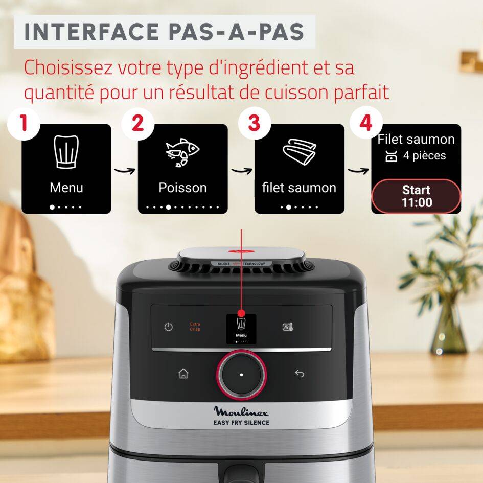 Easy Fry Smart & Silence, 5L, Air fryer, Inox