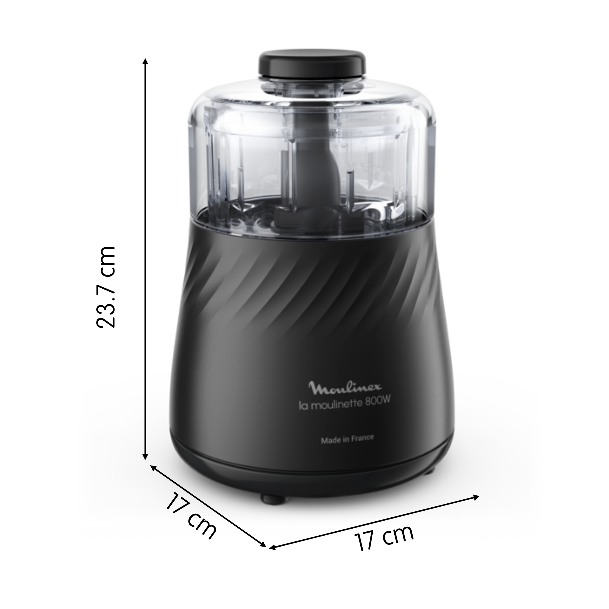 La Moulinette Eco Respect, Hachoir, Eco conçue en France, Fonsction 4 en 1, Capacité 500 ml, Noire