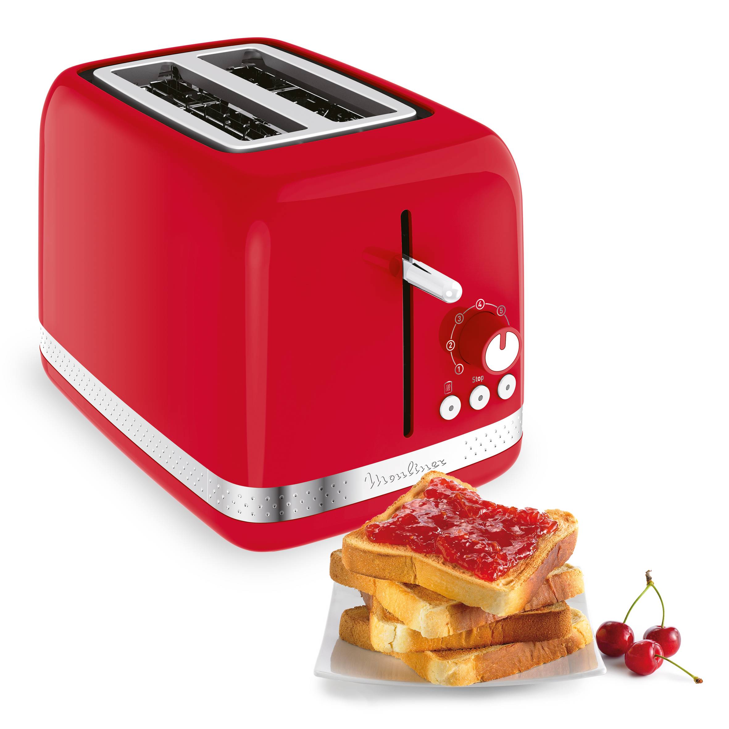 Grille-pain, Soleil, 2 fentes, Rouge