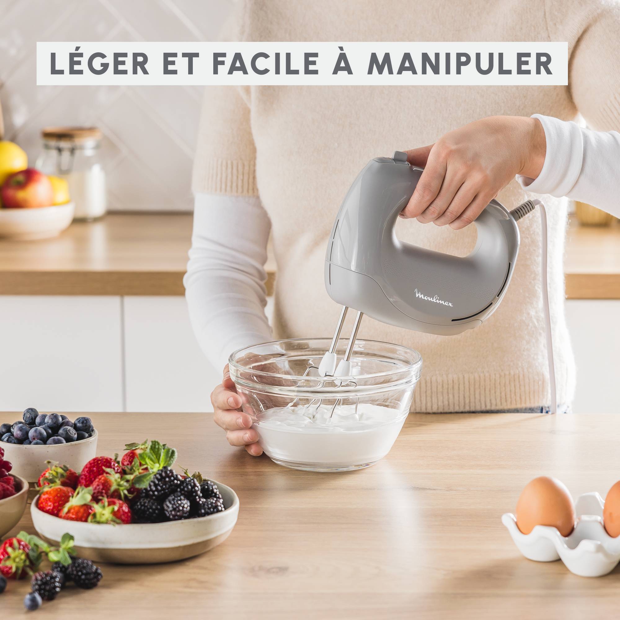 Easy Max, Batteur électrique, Mélange parfait, 5 vitesses, 2 jeux de fouets, 300 W