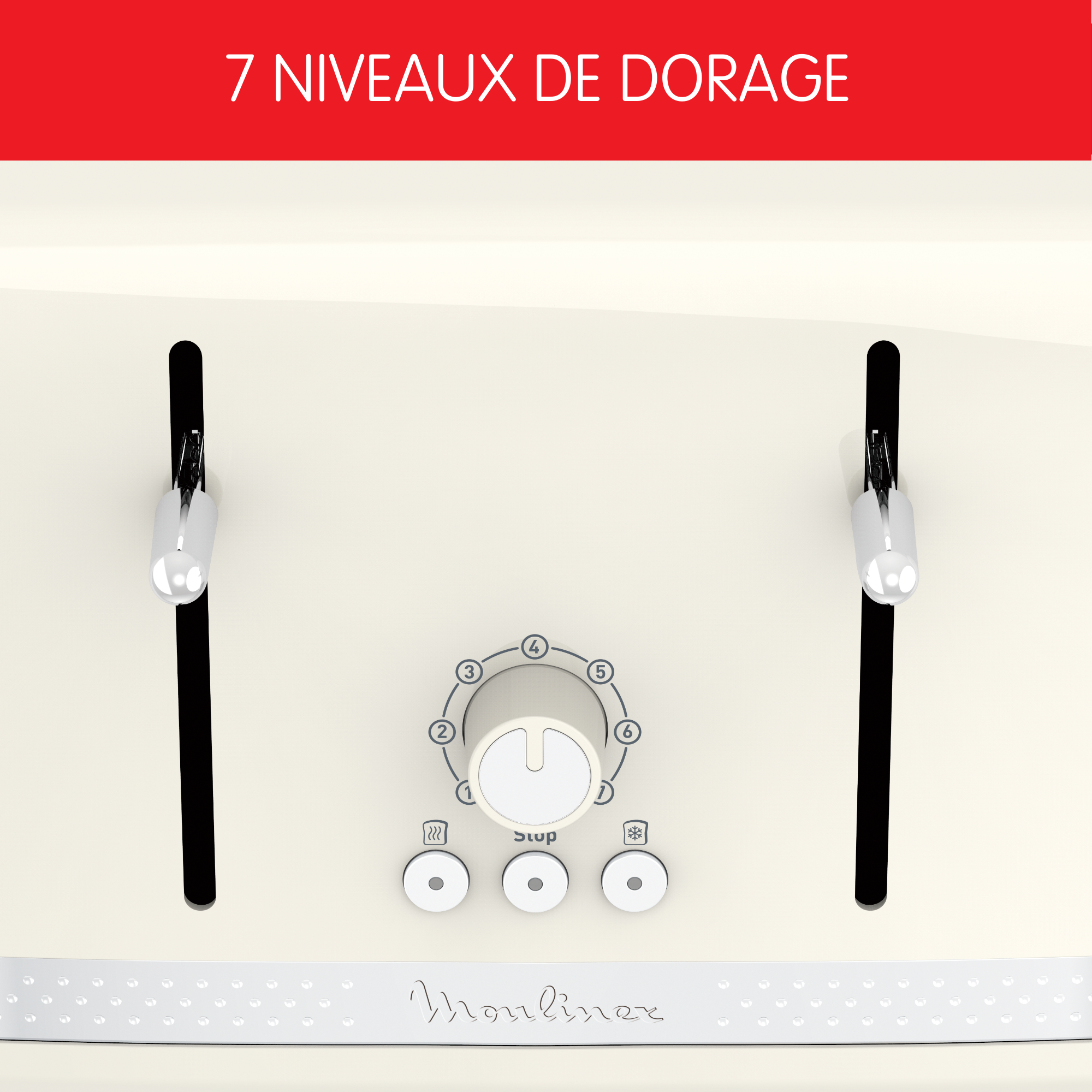 Grille-pain SOLEIL Ivoire 4 fentes larges, Design retro,1 700 W