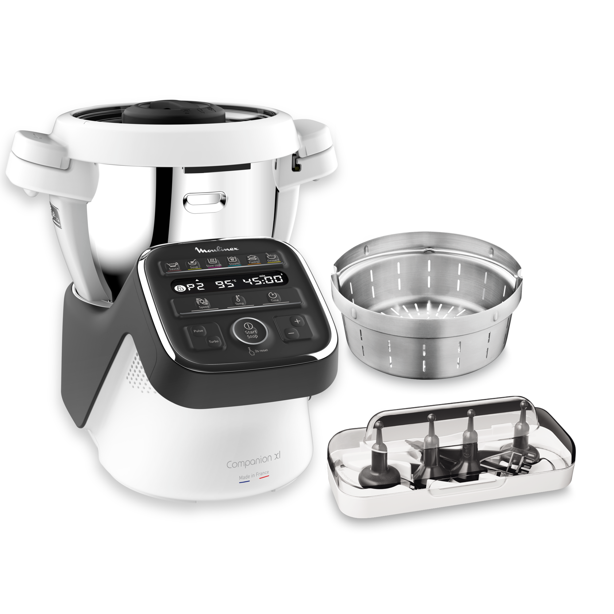 Companion, Robot cuiseur, 14 fonctions, Capacité XL 10 personnes, Gris, Fabriqué en France