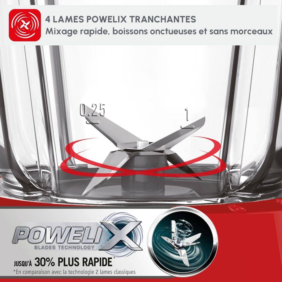 Blendforce, Blender Classique, 2 vitesses + pulse, 600W, Rouge