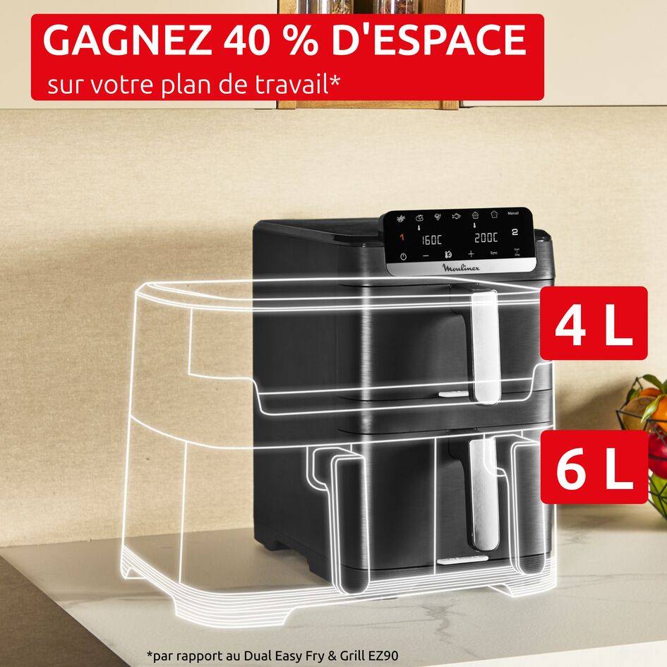 Easy Fry Crispy Stack 10L, Dual air fryer, Compact, Façades amovibles