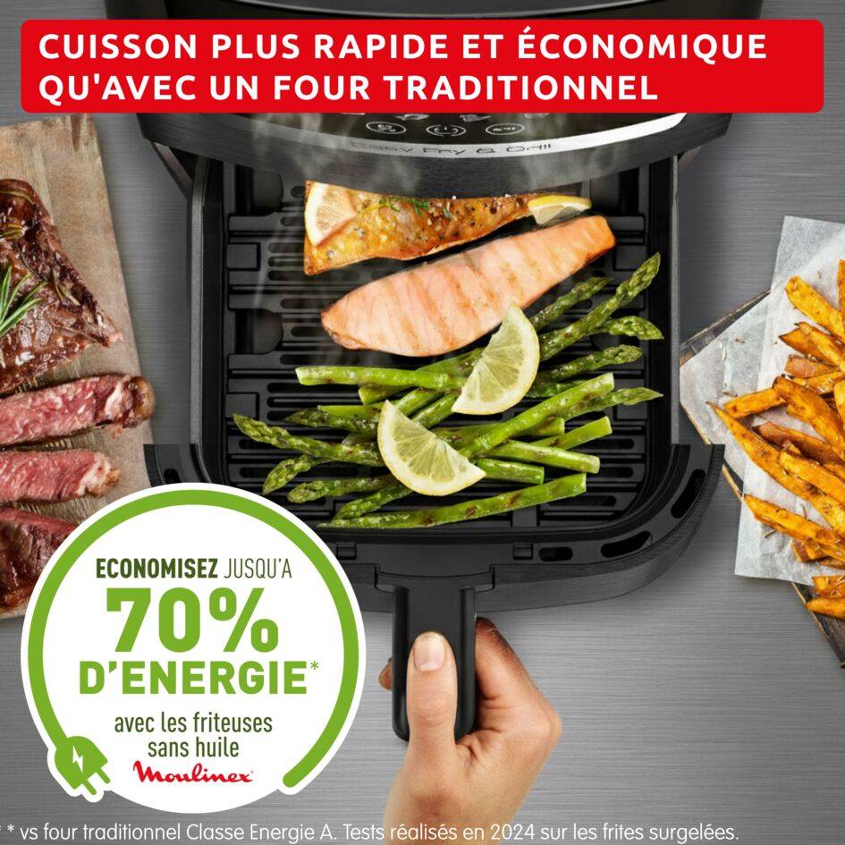 Easy Fry & Grill Vision, Air Fryer, Friteuse sans huile, 4,6 L (6 pers.), 8 programmes, Fenêtre de cuisson transparente,