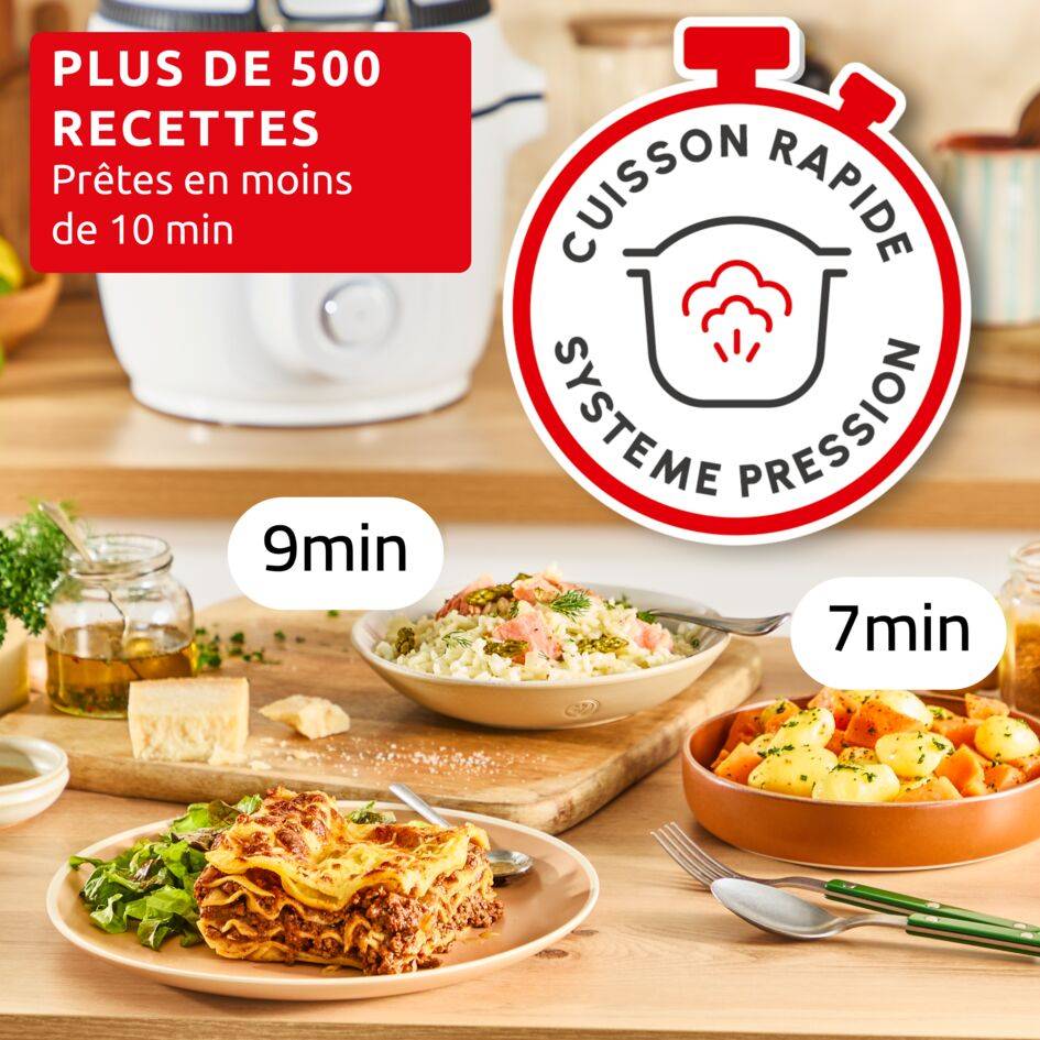 Cookeo Infinity, 16 modes de cuisson, Sans pale de mélange, Blanc