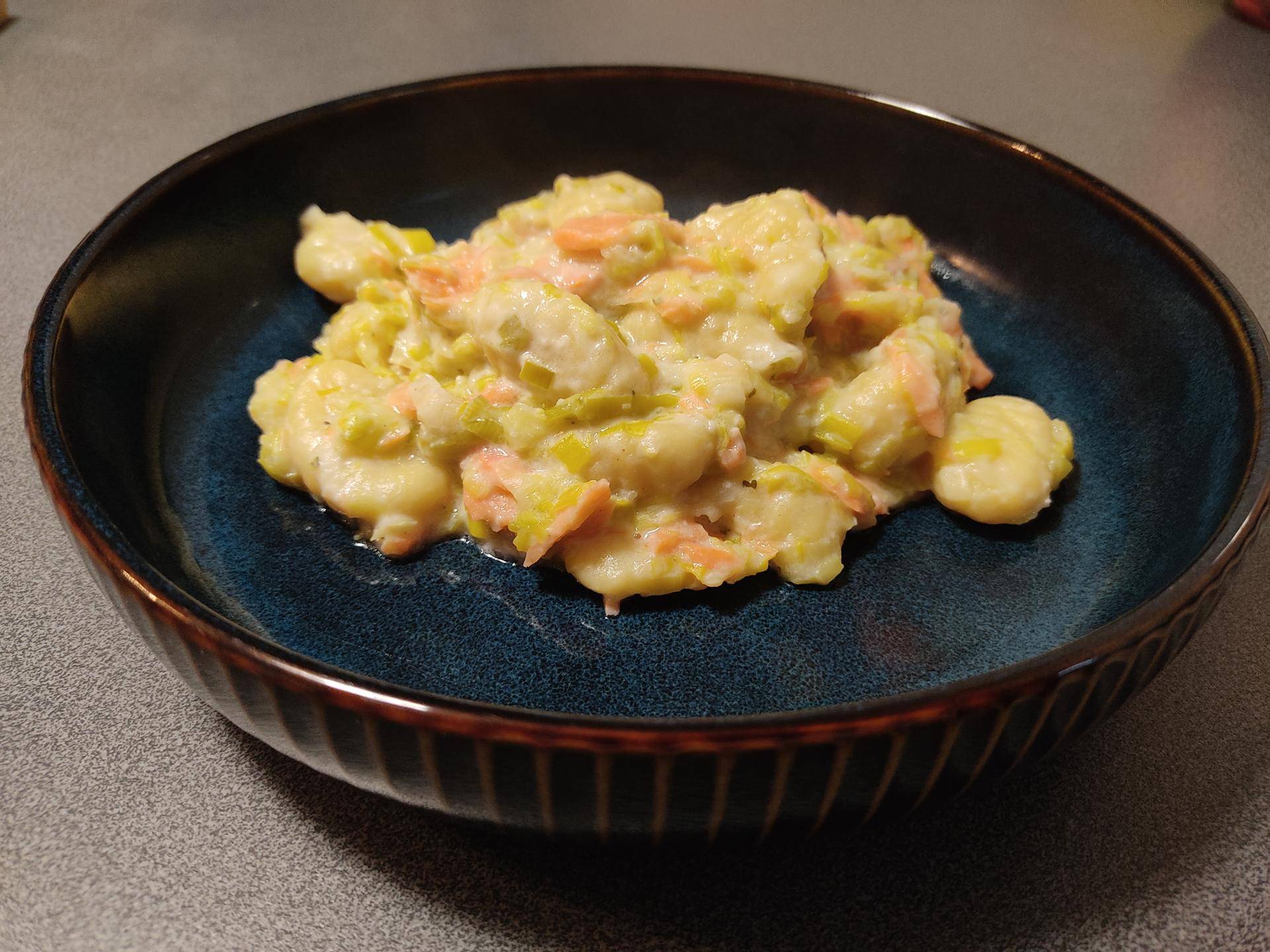 Gnocchis au poireau, saumon fumé, boursin - Recette Cookeo | Moulinex