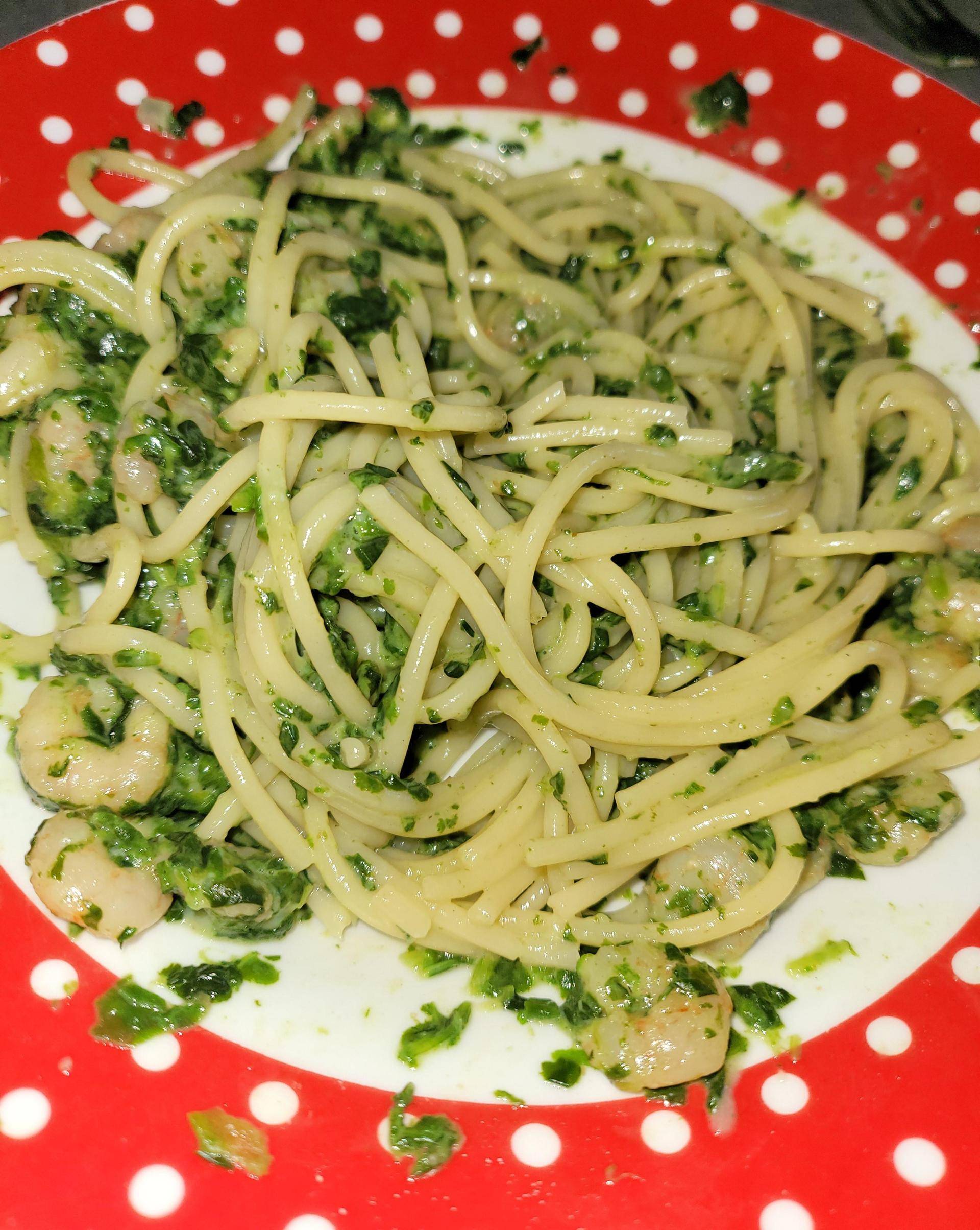 Spaghettis aux crevettes à la crème d épinards - Recette Cookeo V3 | Moulinex